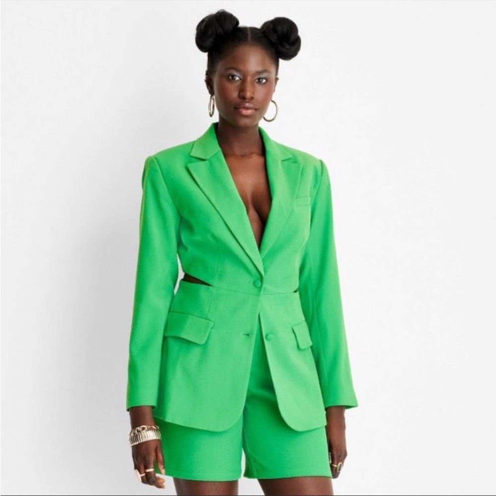 NWT Future Collective with Alani Noelle Cut Out Blazer Green